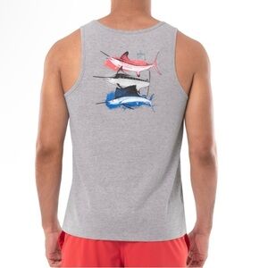 Guy Harvey Men's Gray Tank Top with Graphic Design
